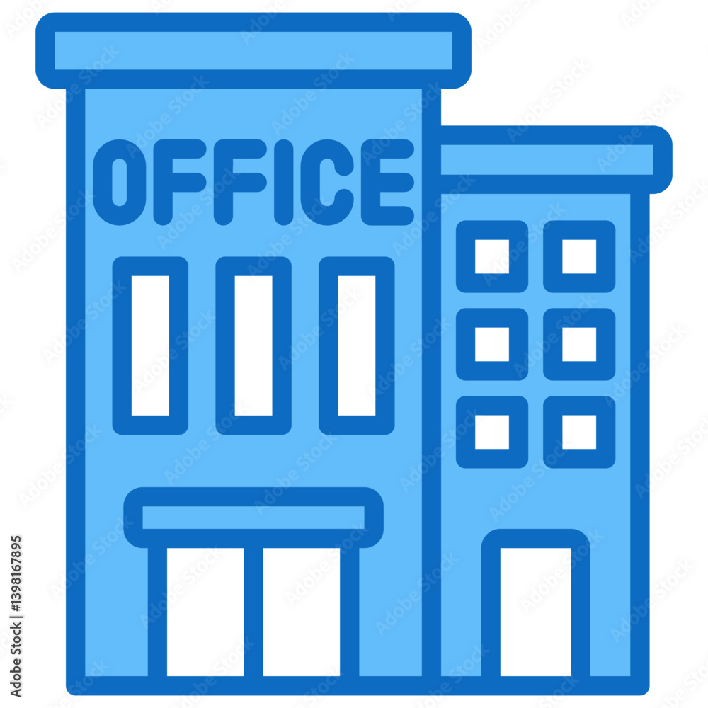 Office, Hybrid Work Blue Fill Design Vector Concept Office, Hybrid Work Blue Fill Design Vector Concept