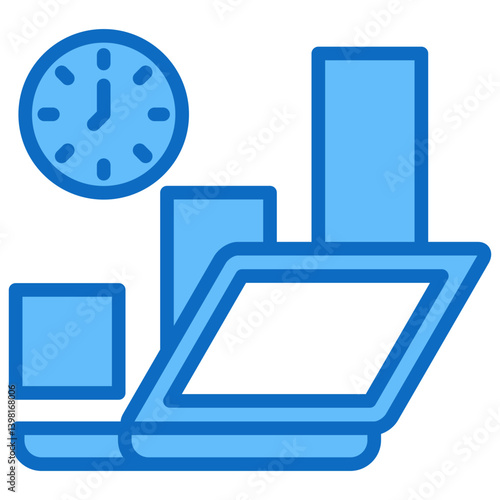 Productivity, Hybrid Work Blue Fill Design Vector Concept