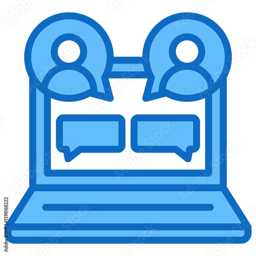 Virtual Meeting, Hybrid Work Blue Fill Design Vector Concept