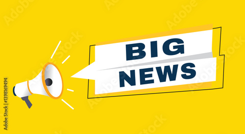 Big news banner announce flat design graphic element.  Poster or marketing sign.