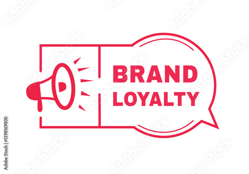 Brand loyalty badge banner megaphone. Advertising design template vector.