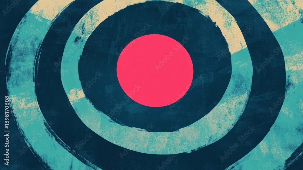 Abstract Concentric Circles in Teal and Pink Abstract Concentric Circles in Teal and Pink