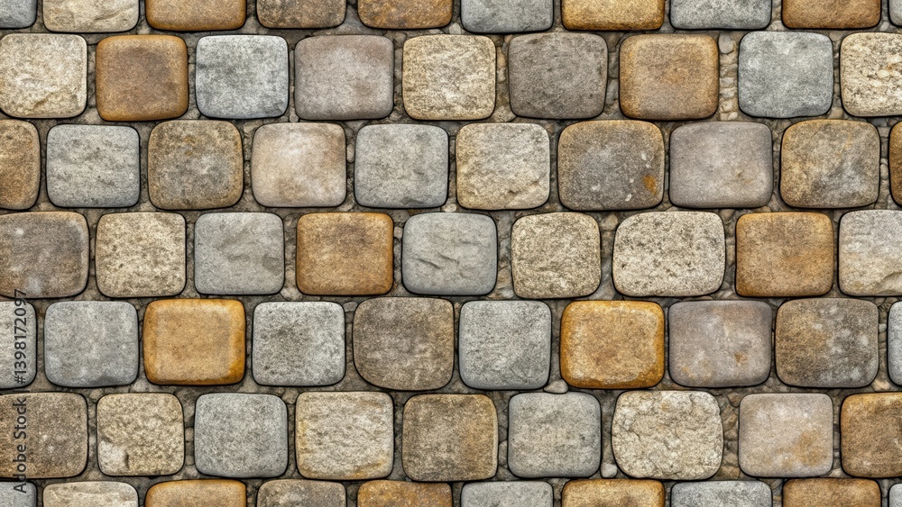 A Seamless Texture of Rounded Stone Cobblestones in Varied Earthy Tones, Ideal for Backgrounds and Design Projects A Seamless Texture of Rounded Stone Cobblestones in Varied Earthy Tones, Ideal for Backgrounds and Design Projects