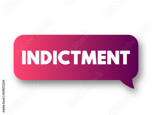 Indictment is a formal accusation that a person has committed a crime, text concept message bubble