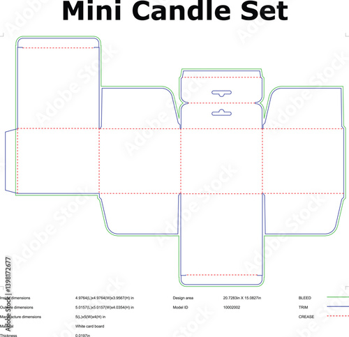 Mini Candle Set Packaging Die Cut Template Design For Microstock Platforms