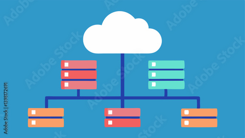 Cloud Infrastructure An illustration showing multiple server boxes stacked together connected to a large cloud icon above to depict backend storage services.