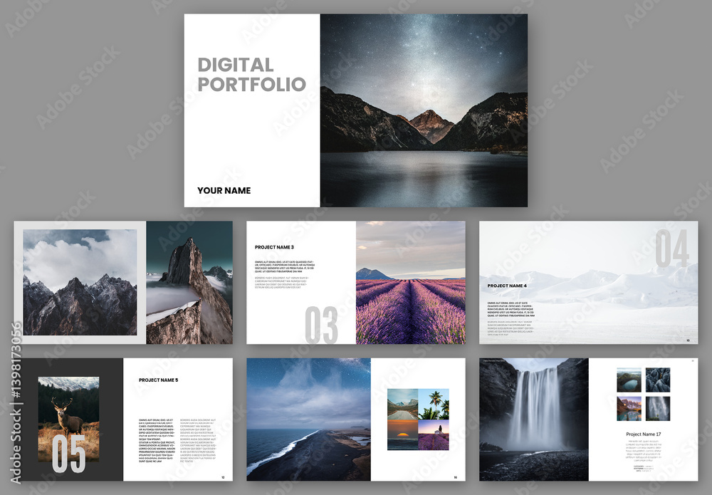 Digital Portfolio Layout Stock Template | Adobe Stock