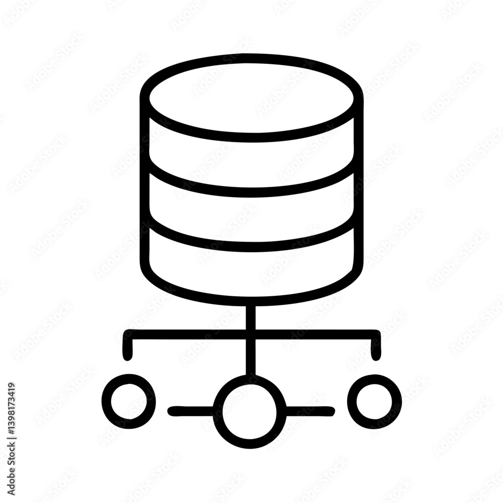 Database server storage icon for network connection and data management system Database server storage icon for network connection and data management system