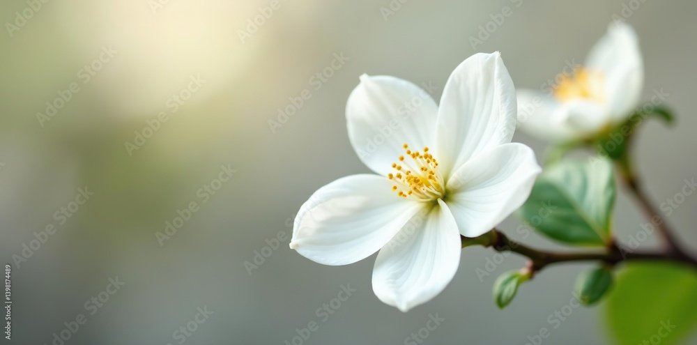 White jasmine flower petal gracefully drifting in the air, floating, blossom White jasmine flower petal gracefully drifting in the air, floating, blossom