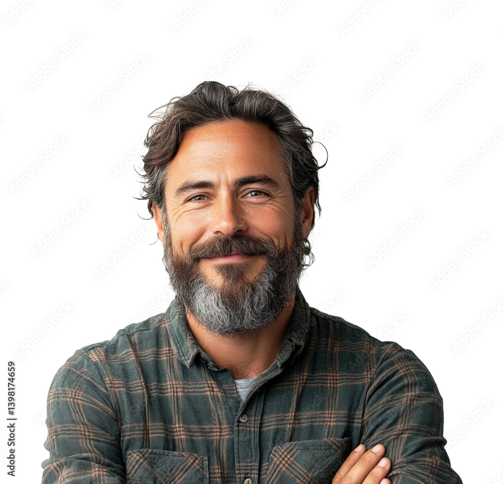 Engaging portrait of a smiling man warm atmosphere view happiness. Isolated on transparent background, png. Engaging portrait of a smiling man warm atmosphere view happiness. Isolated on transparent background, png.