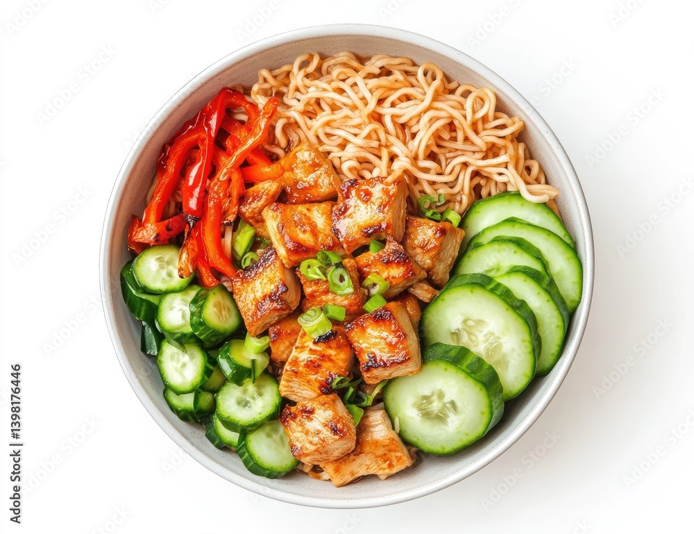 Chicken, cucumber, and noodle bowl Chicken, cucumber, and noodle bowl