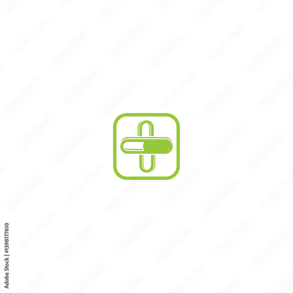 Green Plus Sign in Rounded Square Icon