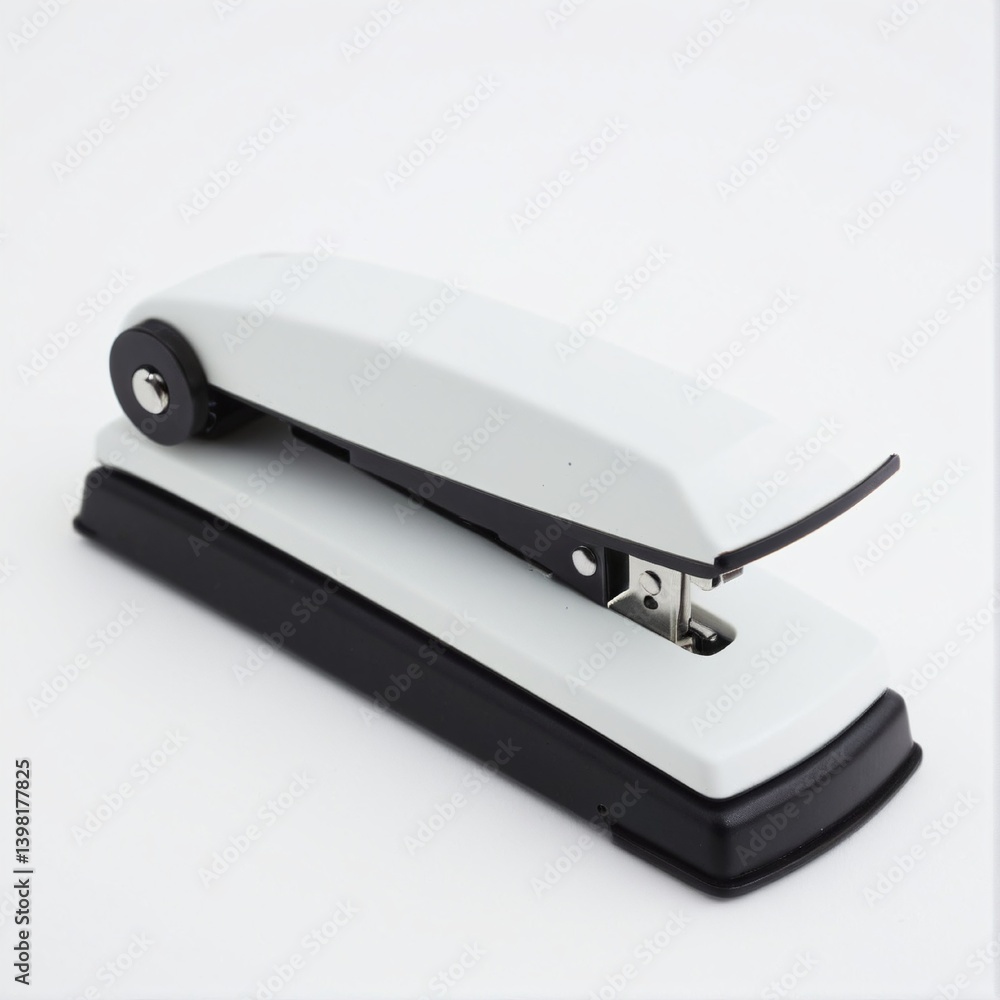 A Pristine Stapler Against White Backdrop: A Common Office Tool Ready to Bind Documents and Paper Together with Precision. A Pristine Stapler Against White Backdrop: A Common Office Tool Ready to Bind Documents and Paper Together with Precision.