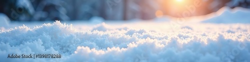 Winter background of shiny snow with sunlight reflecting off the icy surface, creating a magical and serene atmosphere,  frozen,  peaceful