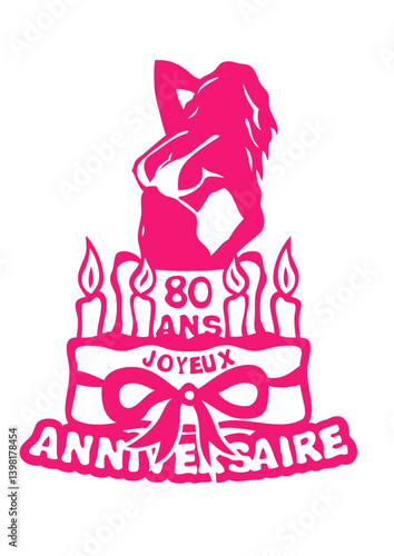 80 ans fille sexy sort gateau anniversaire