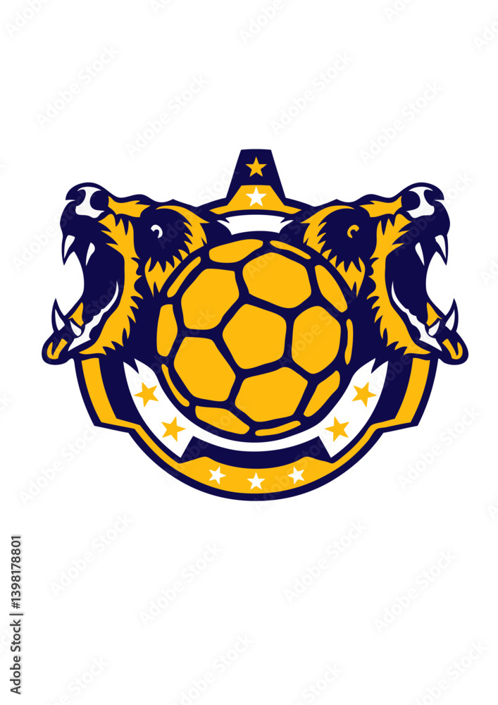 Obraz premium handball ours logo gueule ouverte dessin face cartoon club