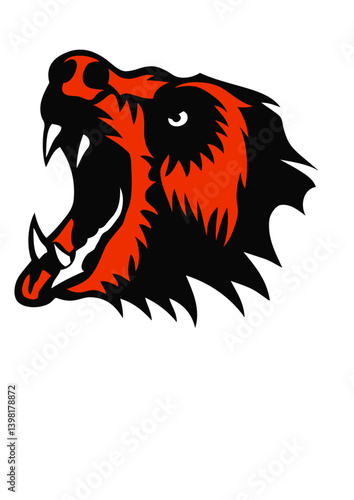 Ours gueule ouverte dessin face cartoon