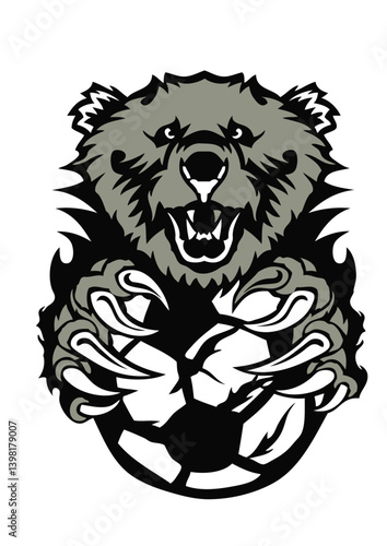 football ours gueule ouverte dessin face cartoon logo club
