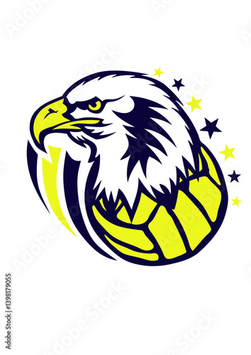 volleyball ou waterpolo aigle logo tete eagle dessin face cartoon