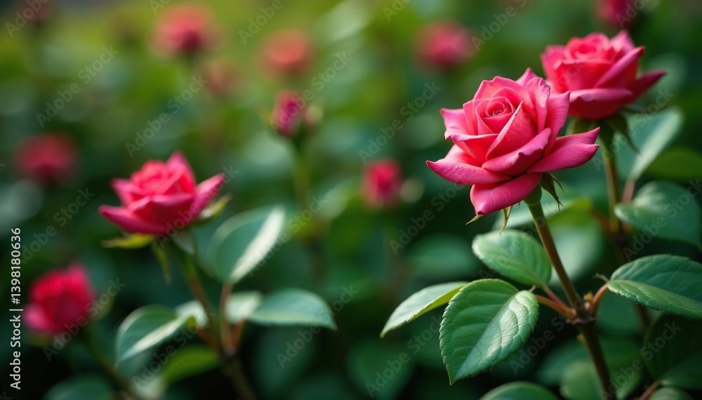 Small scale repeating rose buds, green leaves, simple floral, classic Small scale repeating rose buds, green leaves, simple floral, classic