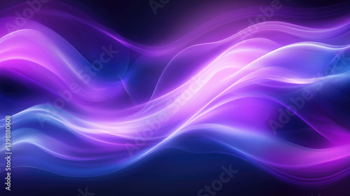 Wallpaper Mural Vibrant purple and blue abstract light waves on dark background Torontodigital.ca