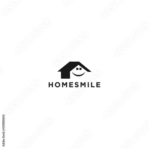 Homesmile Logo: Black and White House Icon with Smiley Face