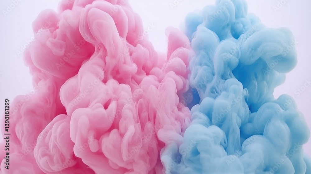 Fototapeta premium Vibrant pink and blue cloud-like swirls creating abstract fluid art