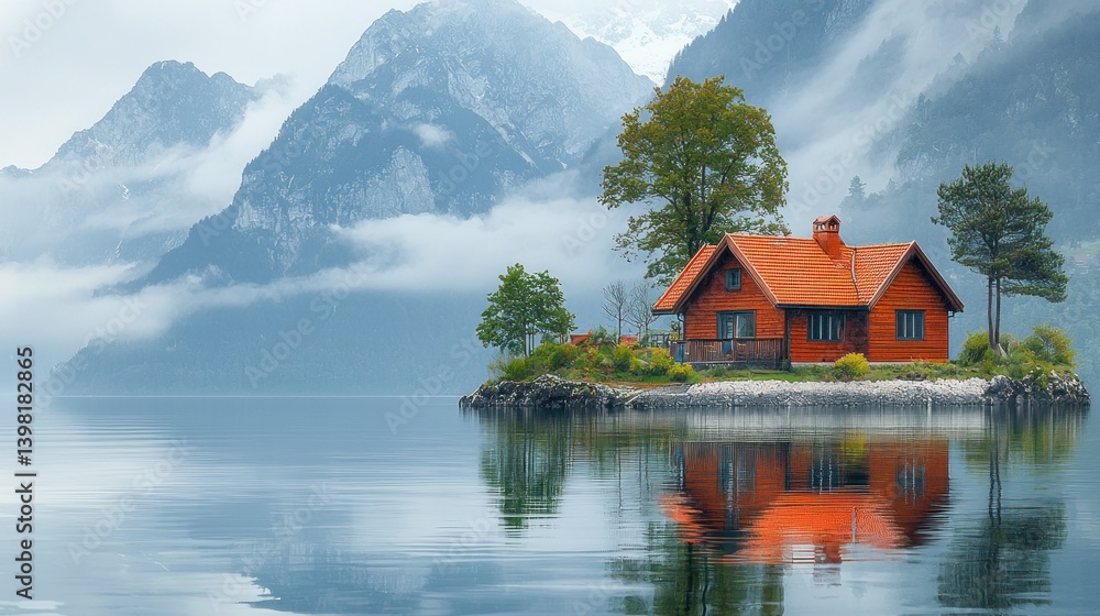 Fototapeta premium Secluded Mountain Lake House