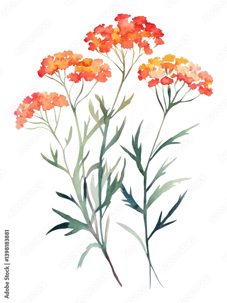 Obraz premium PNG A Yarrow wildflower flowers art illustration.