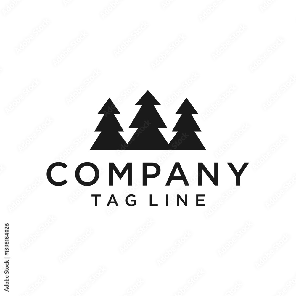 Minimalist Black and White Geometric Tree Logo Design Minimalist Black and White Geometric Tree Logo Design