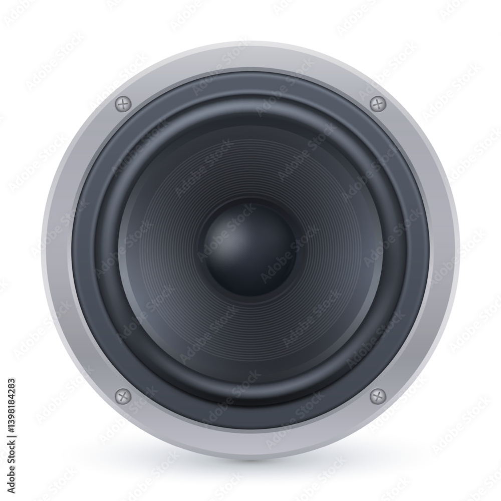 Isolated Vector Realistic Speaker Driver or Loudspeaker Isolated Vector Realistic Speaker Driver or Loudspeaker