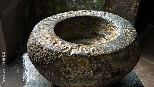 Wallpaper Mural Ancient stone bowl with weathered inscription Torontodigital.ca