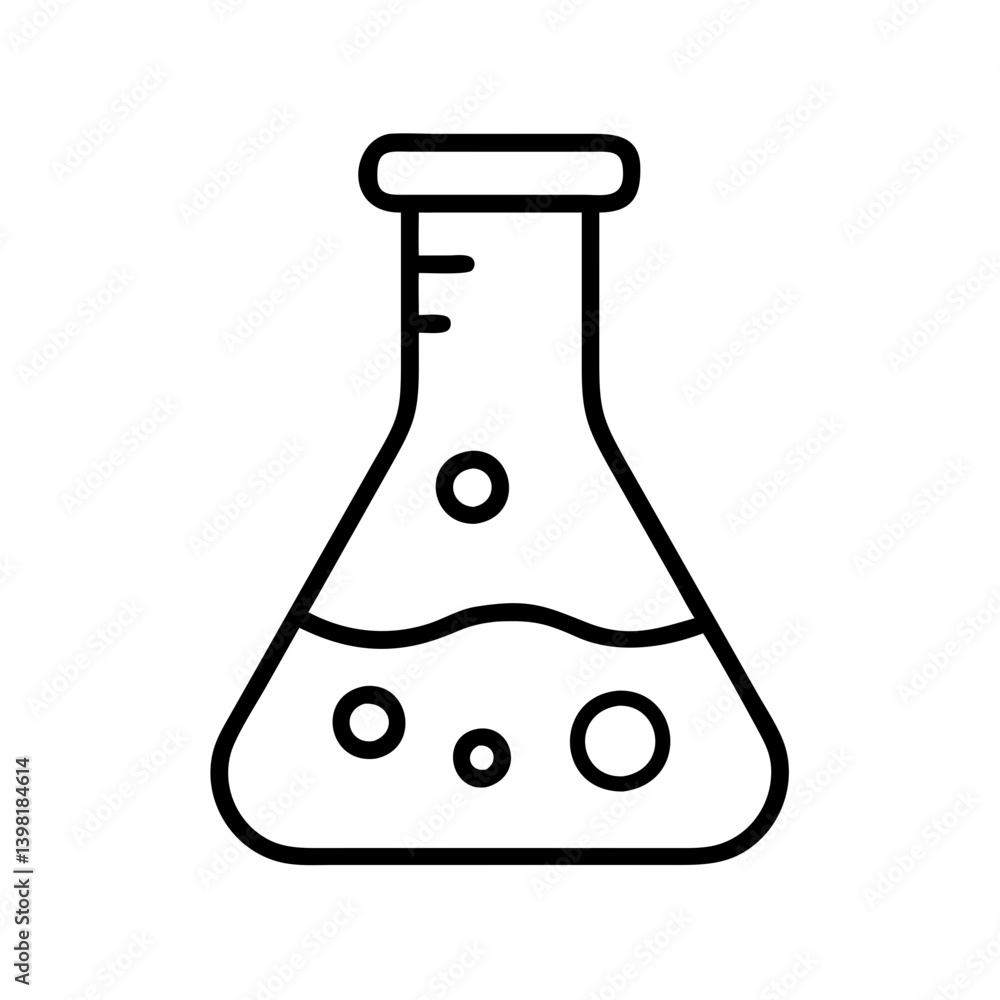 Erlenmeyer flask vector icon outline lab glassware science chemistry equipment tool Erlenmeyer flask vector icon outline lab glassware science chemistry equipment tool