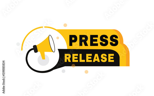 Press release, design banner label For web, social media, advertising. Modern element vector.