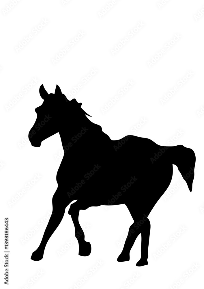 Naklejka premium cheval dessin silhouette ombre
