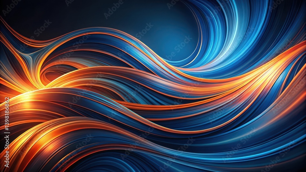 Abstract Swirling Design of Vivid Blue and Orange Hues, Creating a Dynamic and Energetic Composition Abstract Swirling Design of Vivid Blue and Orange Hues, Creating a Dynamic and Energetic Composition