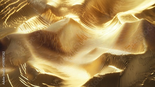 Golden Abstract Landscape: A Luxurious Digital Artwork