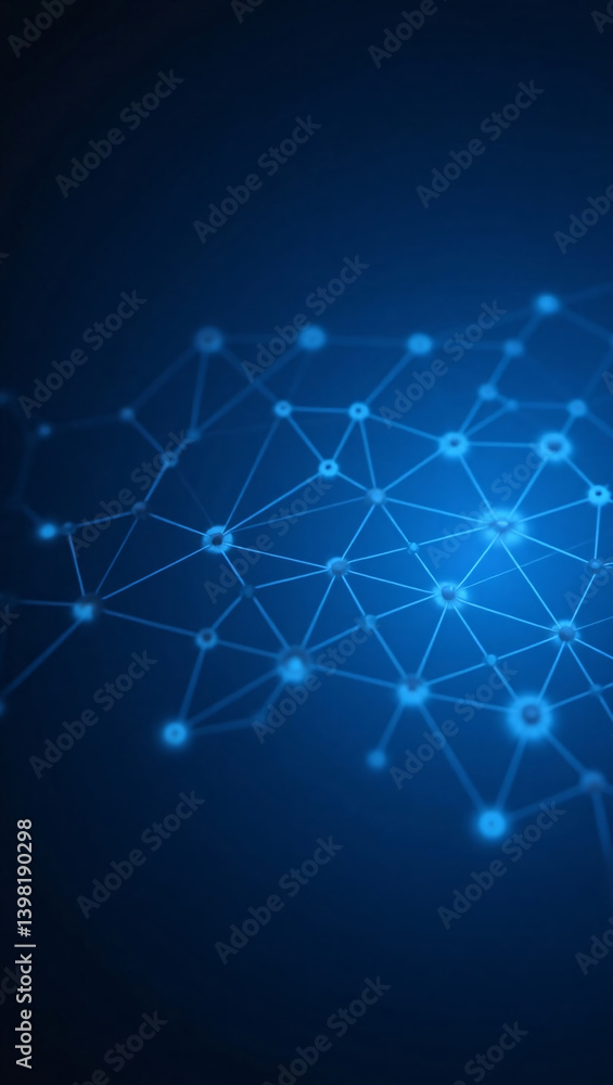 Fototapeta premium Abstract illustration of a network of interconnected points, forming a digital connection on a blue background