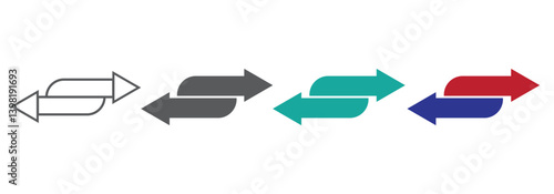 Double sided arrow vector icon set on white background.