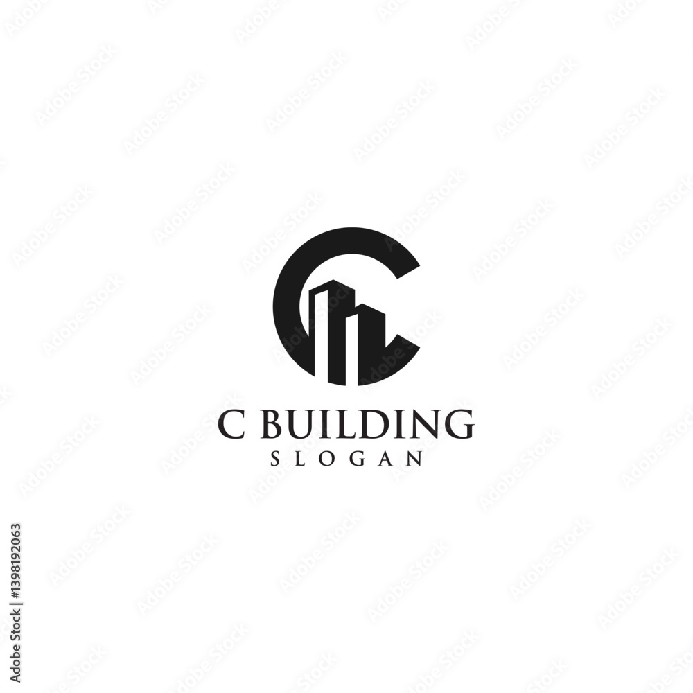 Modern Minimalist Black and White Building Logo Design Modern Minimalist Black and White Building Logo Design