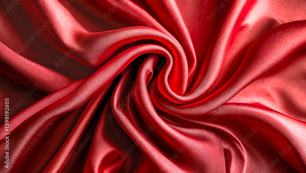 Fototapeta premium Graceful flow of luxurious red silk fabric