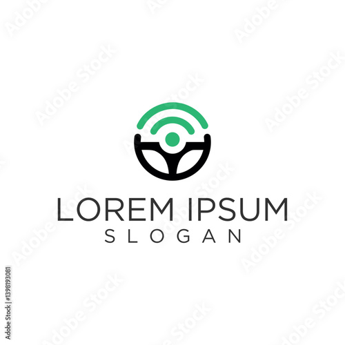 Modern Minimalist Green and Black Steering Wheel Wifi Logo Design
