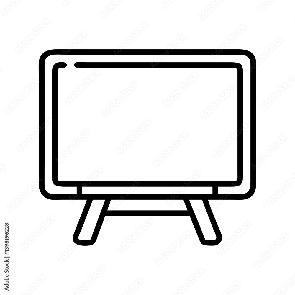 Downloadable vector graphic of a blank presentation board on a stand outline Downloadable vector graphic of a blank presentation board on a stand outline