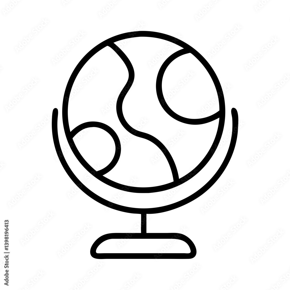 Globe outline vector icon for geography education world map earth travel design Globe outline vector icon for geography education world map earth travel design
