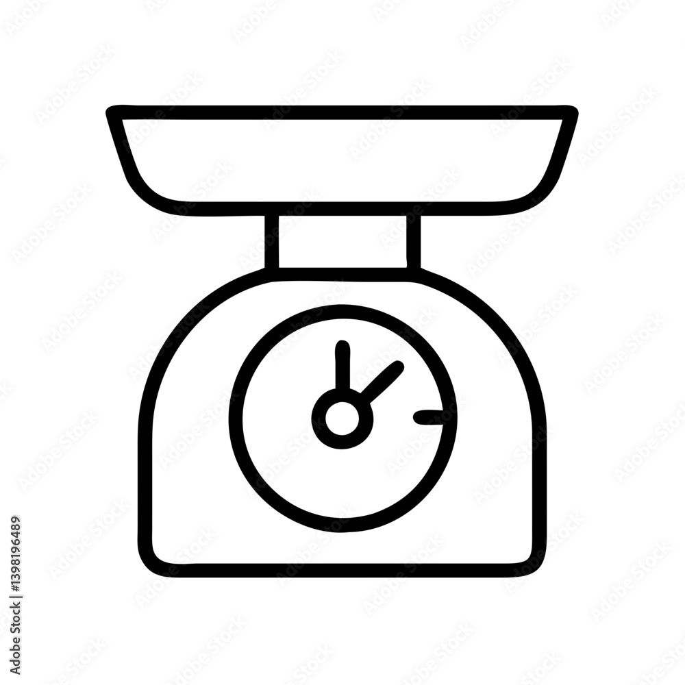 Outline kitchen scale vector icon for food weighing and cooking measurement tool