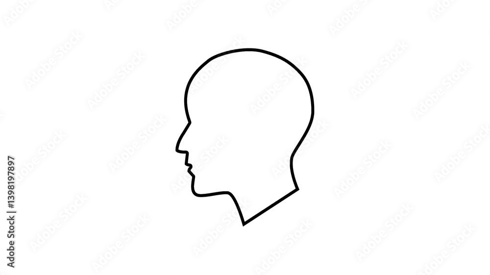 Pop up black line head animation in white background. Pop up black line head animation in white background.