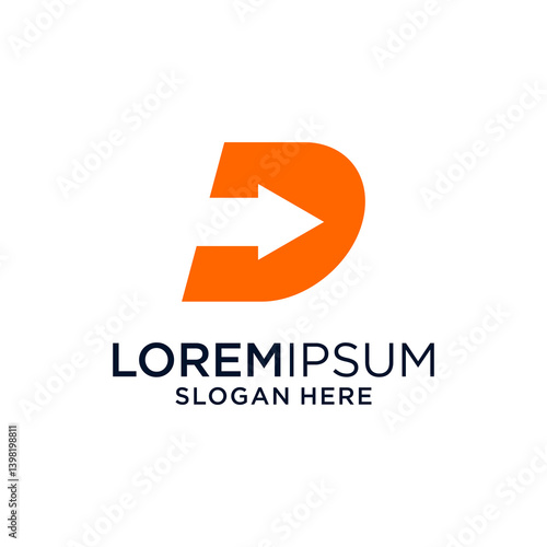 Orange And Blue Arrow Letter D Logo Design