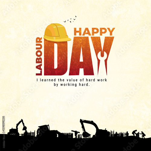 3d 1st May International Labour Day creative poster design. Premium vector background greetings and Labour Day celebrations.