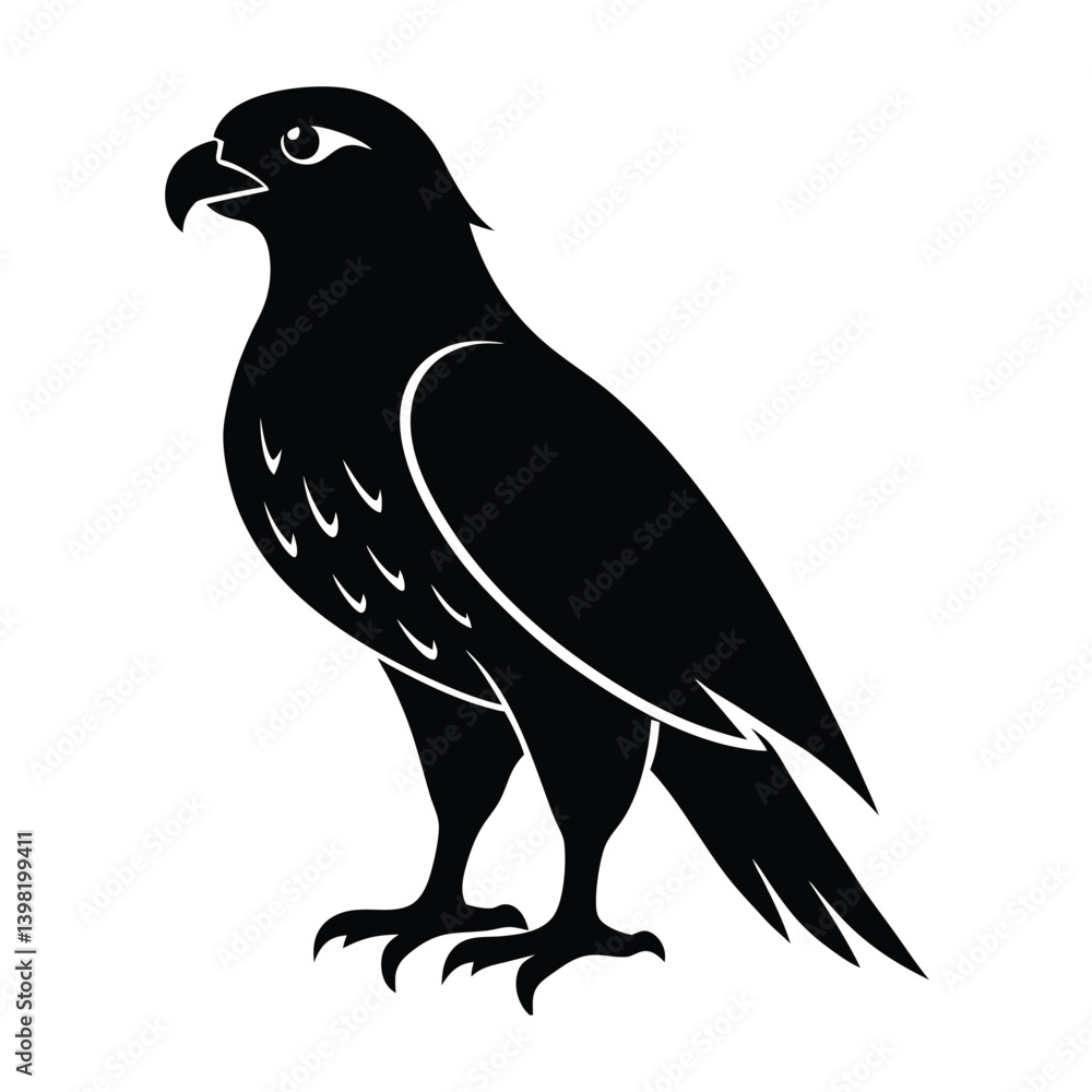 Fototapeta premium Hawk Silhouette Vector Art and Black and White Hawk Bird Illustration