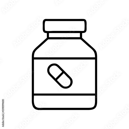 Outline pill bottle icon vector illustration of medication and prescription drugs